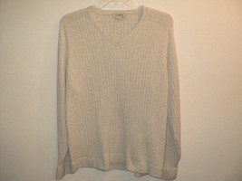 J. CREW Men&#39;s Sweater V Neck Size XL, 100% Cotton, Light Gray, Long Sleeves - $23.68