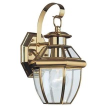 Lancaster 1-Light Polished Brass Outdoor 12 in. Wall Lantern Sconce - £70.60 GBP