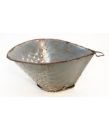 Antique Primitive Gray Enamel Corner, Hanging Strainer Enamelware Countr... - $26.70