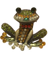 Charming Vintage FROG TOAD Rhinestone Jewelry Pin Brooch Pendant Colorful - $22.79 CAD