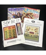 4 Lot Quilting Applique Sewing Pattern Booklets Magazines Flowers  - $19.99