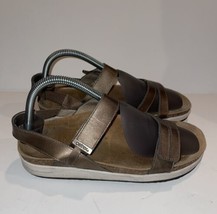 Aetrex Bethany Leather Metallic Brown Quarter Strap Sandals Women&#39;s 7.5/... - $38.99