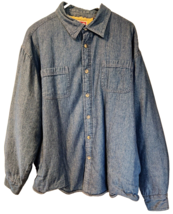 Vintage 90s Wrangler Shirt Men 2XL Blue Denim Sherpa Thick Fleece Lined Jacket   - £23.94 GBP