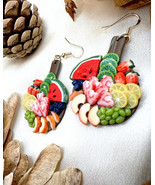 Fruit platter earrings, Charcuterie fruit board clay earrings, miniature... - $79.99