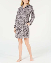 Miss Elaine Printed Fleece Short Zip-up Robe, Size PS - £23.68 GBP