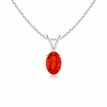 ANGARA 6x4mm Natural Fire Opal Solitaire Pendant Necklace in Silver for Women - £113.67 GBP+