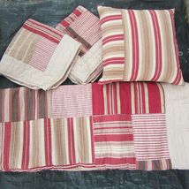 Pottery Barn Vintage Stripe Patchwork Full/Queen Quilt Euro Shams and Pi... - $238.00