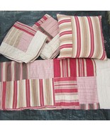 Pottery Barn Vintage Stripe Patchwork Full/Queen Quilt Euro Shams Plus P... - $238.00