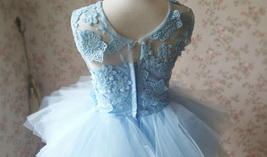 A-Line/Princess Knee-length Flower Girl Dres Blue Tulle/Lace Flowers Puffy 4-16 image 7