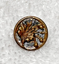 Older Gold Tone Metal Button Stem of Berries w Leave Sparkler Frame 9/16&quot; - £5.93 GBP