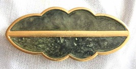 Monet Mid Century Modern Dark Green Enamel Gold-tone Brooch 1970s Vintage 3&quot; - £9.67 GBP