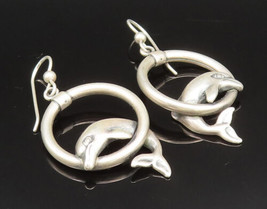 KABANA 925 Silver - Vintage Dolphin Jumping Circle Dangle Earrings - EG11898 - £40.31 GBP