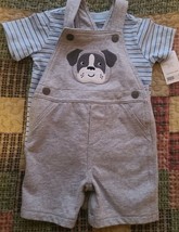 Carter&#39;s Two-Piece Outfit ~ Gray Bib Pants ~ Striped Tee Shirt ~ Size 12... - €17,12 EUR