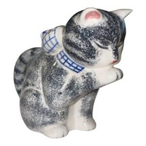 Vintage Gray Cat Figurine Milk Creamer Indigo Gate Silvestri Pitcher - $16.80
