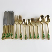 Farberware Hollyday Gold w Holly Berry Decor Flatware Set, 39pc Setting for 7+ - $85.00