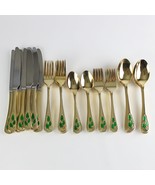 Farberware Hollyday Gold w Holly Berry Decor Flatware Set, 39pc Setting ... - £67.87 GBP