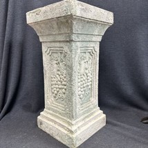 Vintage Polystone Pedestal Fern Plant Stand 9”X 9" X 20” Grapes Faux Plaster - $118.80