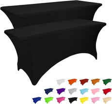 2 Pack 6FT Table Cloth for Rectangular Fitted Events Stretch Black Table... - £33.57 GBP