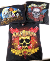 3 Harley Davidson Motorcycle Screen Printed T-Shirts Size Adult (1XL) (2L) - £45.98 GBP