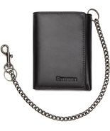 Genuine Leather Trifold Wallet with Chain, RFID Blocking for Bikers (Black) - €27,65 EUR