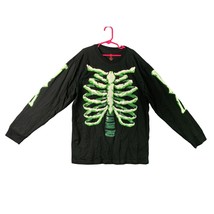 Halloween Shirt Youth Size XL 14 16 Black Shirt Skeleton Ribs Glows In D... - $7.91