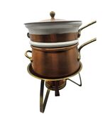 Vintage Copper Ceramic Double Boiler Fondue Set All Pieces Included - €161,95 EUR