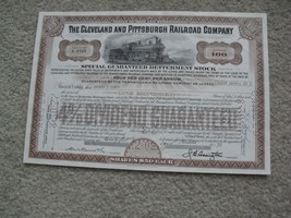 Vintage 1978 Stock Certificate Cleveland Pittsburgh Railroad Company 100 Shares - £18.99 GBP