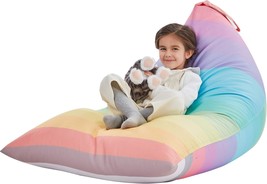 Nobildonna Stuffed Animal Storage Bean Bag For Kids (No Filler), Extra, Rainbow - £32.15 GBP