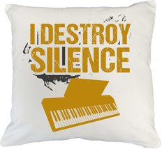 Make Your Mark Design I Destroy Silence. Musician White Pillow Cover for Keyboar - £19.73 GBP+