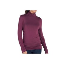 Soft Surroundings Turtleneck Tunic Top Women M Ruching Sides Long Sleeves Purple - £14.15 GBP