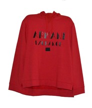 Armani Exchange Red Black Logo Cotton Jersey Hoodie Shirt Sweater Size XL - $60.50