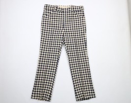 Vintage 70s Mens 36x30 Gingham Plaid Knit Wide Leg Bell Bottoms Chino Pa... - $117.76