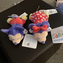 Minnie And Mickey Mouse Two Mini Cuddleez Plush ~ 6&#39;&#39; Length ~ Nwt New Purple - £11.08 GBP