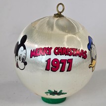 Disney Productions Christmas Ornament 1977 Spun Satin Mickey Mouse Donald Duck - £7.80 GBP