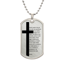 Lord&#39;s Prayer Italian Padre Nostro Necklace Dog Tag Stainless Steel or 18k Gold - £37.84 GBP+