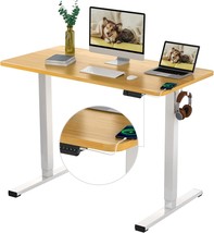 Flexispot Adjustable Desk Quick, White Frame + 48&quot; Bamboo Texture Desktop - $275.99