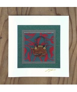 Leather Clad Teapot on Cobalt and Red Art Card - $13.75