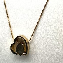 Vintage Bell Inside Heart Pendant, Unique Polished Articulated Charm on ... - $37.74