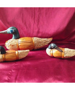 duck family of 3 garden decorations, made of wood and Bamboo - $14.00