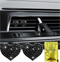 2PCS Bling Heart Car Air Vent Clips Charms Heart Shaped Crystal Car Air Freshene - £10.34 GBP