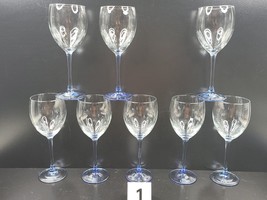 16 Pc Luminarc Cristal Azur 8) Goblets 8) Wine Glasses Set Blue Stem France Lot - £155.43 GBP