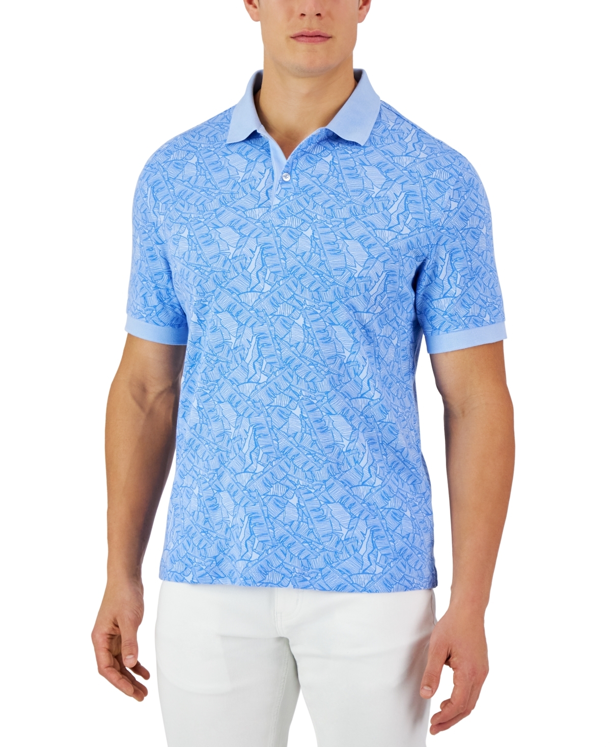 Club Room Men's Ben Tropical Polo in Pale Ink Blue-Small