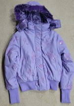 Vintage Purple Winter Hooded Jacket Girls Size 2XL Nice Design - £20.63 GBP