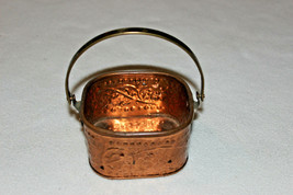 Vintage Small Square Copper One Handled Basket 3 ½” Square x 1 ¾” Tall - $10.00