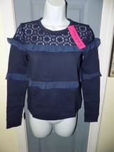 Lilly Pulitzer Sonja Ruffled Lace Pullover Top Navy Size Xxs Women&#39;s New - £58.32 GBP