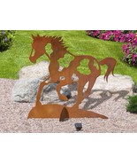 36in Wide Running Paint Horse Western Decor Rust Metal Yard Art Lawn Scu... - $309.00