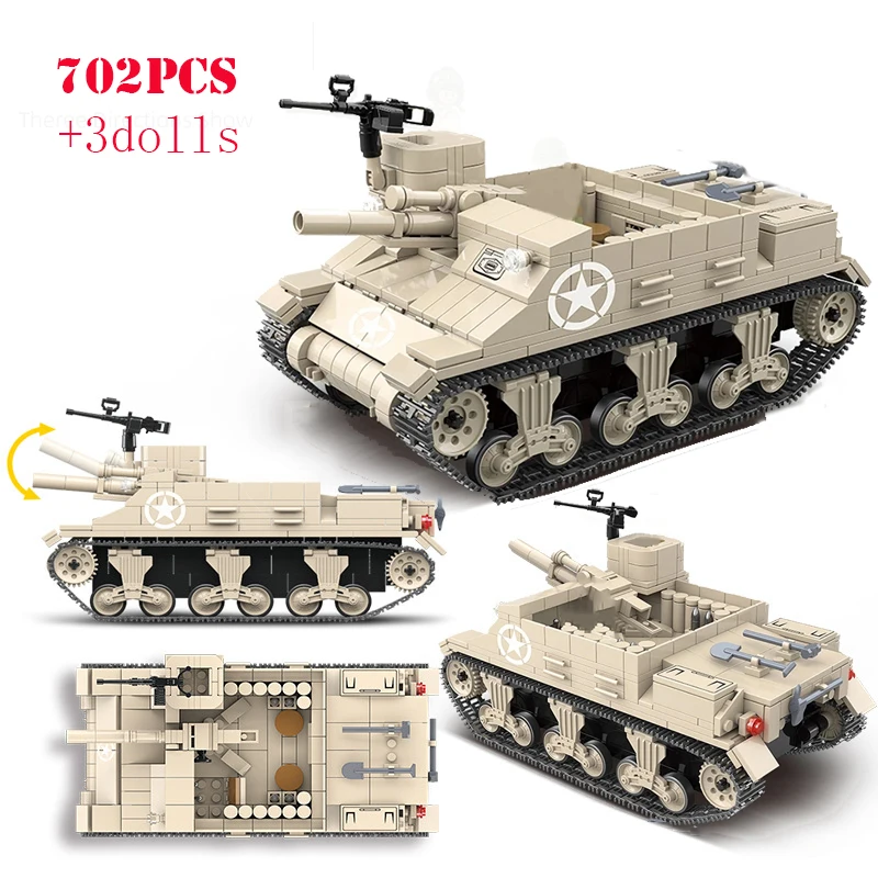 Military USA M7B1 Priest Tank Building Blocks WW2 Army Weapons Churchill Panther - £20.92 GBP+