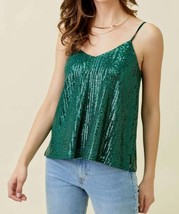 Mystree adjustable shoulder strap sequin cami in Green - size L - £25.91 GBP