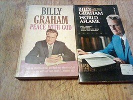 Lot of 2 Vtg Billy Graham Paperbacks Peace with God &amp; World Aflame Pocket Books - £6.71 GBP