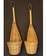 Wicker Basket LOT Natural Long Wall Hanging Woven Weave Nesting Planter ... - £31.07 GBP